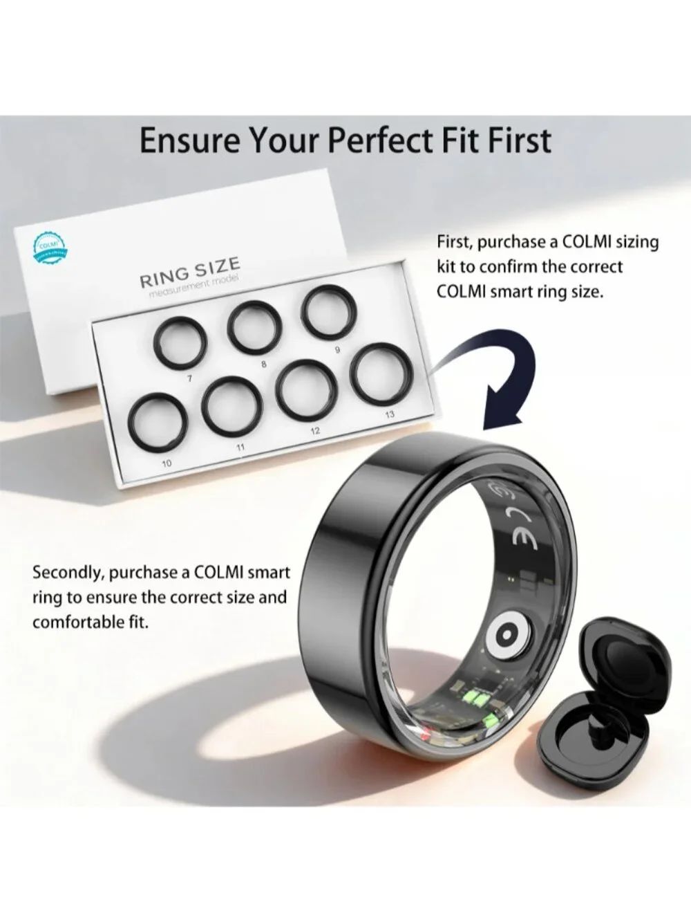 COLMI Smart Ring Sizing Kit Finger Measure Tool Size 6-12 Fitness Tracker Sizer